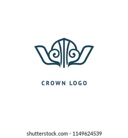 Abstract vetor crown logo vector design. Sign for beauty salon, elite accessories, jewelry, hotels, spa, wedding. Vintage decorative icon qween, king, princess. Abstract sign, vector logotype.