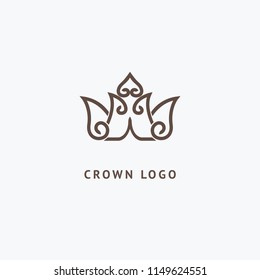 Abstract vetor crown logo vector design. Sign for beauty salon, elite accessories, jewelry, hotels, spa, wedding. Vintage decorative icon qween, king, princess. Abstract sign, vector logotype.