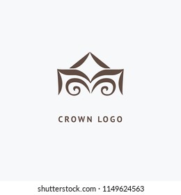 Abstract vetor crown logo vector design. Sign for beauty salon, elite accessories, jewelry, hotels, spa, wedding. Vintage decorative icon qween, king, princess. Abstract sign, vector logotype.