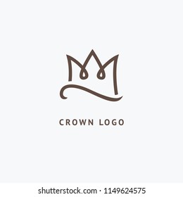 Abstract vetor crown logo vector design. Sign for beauty salon, elite accessories, jewelry, hotels, spa, wedding. Vintage decorative icon qween, king, princess. Abstract sign, vector logotype.