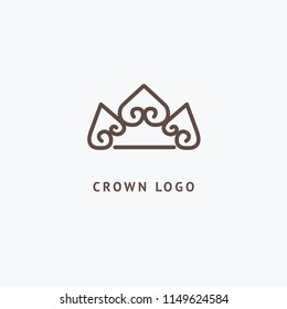 Abstract vetor crown logo vector design. Sign for beauty salon, elite accessories, jewelry, hotels, spa, wedding. Vintage decorative icon qween, king, princess. Abstract sign, vector logotype.