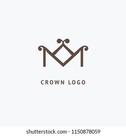 Abstract vetor crown logo vector design. Sign for beauty salon, elite accessories, jewelry, hotels, spa, wedding. Vintage decorative icon qween, king, princess. Abstract sign, vector logotype.