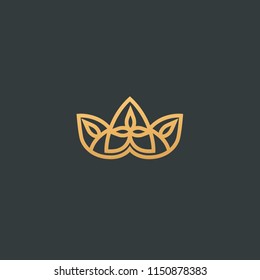 Abstract vetor crown logo vector design. Sign for beauty salon, elite accessories, jewelry, hotels, spa, wedding. Vintage decorative icon qween, king, princess. Abstract sign, vector logotype.