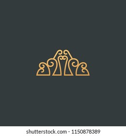 Abstract vetor crown logo vector design. Sign for beauty salon, elite accessories, jewelry, hotels, spa, wedding. Vintage decorative icon qween, king, princess. Abstract sign, vector logotype.