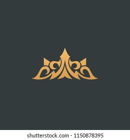 Abstract vetor crown logo vector design. Sign for beauty salon, elite accessories, jewelry, hotels, spa, wedding. Vintage decorative icon qween, king, princess. Abstract sign, vector logotype.