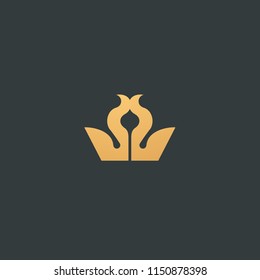 Abstract vetor crown logo vector design. Sign for beauty salon, elite accessories, jewelry, hotels, spa, wedding. Vintage decorative icon qween, king, princess. Abstract sign, vector logotype.