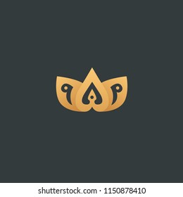 Abstract vetor crown logo vector design. Sign for beauty salon, elite accessories, jewelry, hotels, spa, wedding. Vintage decorative icon qween, king, princess. Abstract sign, vector logotype.