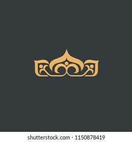 Abstract vetor crown logo vector design. Sign for beauty salon, elite accessories, jewelry, hotels, spa, wedding. Vintage decorative icon qween, king, princess. Abstract sign, vector logotype.