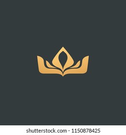 Abstract vetor crown logo vector design. Sign for beauty salon, elite accessories, jewelry, hotels, spa, wedding. Vintage decorative icon qween, king, princess. Abstract sign, vector logotype.