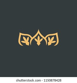 Abstract vetor crown logo vector design. Sign for beauty salon, elite accessories, jewelry, hotels, spa, wedding. Vintage decorative icon qween, king, princess. Abstract sign, vector logotype.