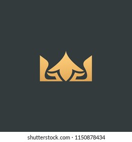 Abstract vetor crown logo vector design. Sign for beauty salon, elite accessories, jewelry, hotels, spa, wedding. Vintage decorative icon qween, king, princess. Abstract sign, vector logotype.