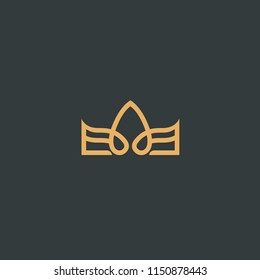 Abstract vetor crown logo vector design. Sign for beauty salon, elite accessories, jewelry, hotels, spa, wedding. Vintage decorative icon qween, king, princess. Abstract sign, vector logotype.