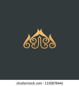 Abstract vetor crown logo vector design. Sign for beauty salon, elite accessories, jewelry, hotels, spa, wedding. Vintage decorative icon qween, king, princess. Abstract sign, vector logotype.