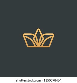 Abstract vetor crown logo vector design. Sign for beauty salon, elite accessories, jewelry, hotels, spa, wedding. Vintage decorative icon qween, king, princess. Abstract sign, vector logotype.