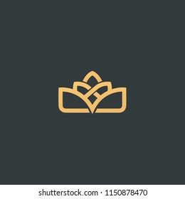 Abstract vetor crown logo vector design. Sign for beauty salon, elite accessories, jewelry, hotels, spa, wedding. Vintage decorative icon qween, king, princess. Abstract sign, vector logotype.