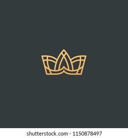 Abstract vetor crown logo vector design. Sign for beauty salon, elite accessories, jewelry, hotels, spa, wedding. Vintage decorative icon qween, king, princess. Abstract sign, vector logotype.