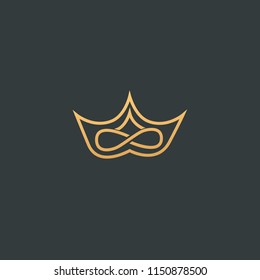 Abstract vetor crown logo vector design. Sign for beauty salon, elite accessories, jewelry, hotels, spa, wedding. Vintage decorative icon qween, king, princess. Abstract sign, vector logotype.