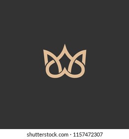 Abstract vetor crown logo vector design. Sign for beauty salon, elite accessories, jewelry, hotels, spa, wedding. Vintage decorative icon qween, king, princess.