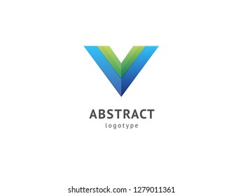 Abstract vetor logo vector design. Sign for business, internet communication company, digital agency, marketing. Modern decorative geometric Letter v icon.