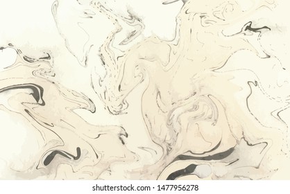 Abstract vetor marble background. Ochre and black colors. Ink marble texture. Marble effect painting.  Mixed acrylic paints. Contemporary art.