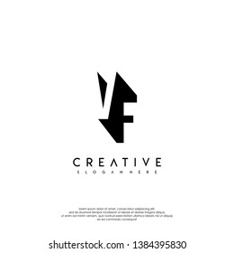 abstract VF logo letter in shadow shape design concept