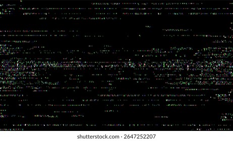 Abstract vhs video noise glitch vector background. Damaged analog tv screen data distortion for retro digital display.