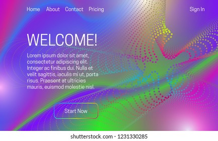 Abstract vibrant background design. Landing page template with colorful dots dispersion.