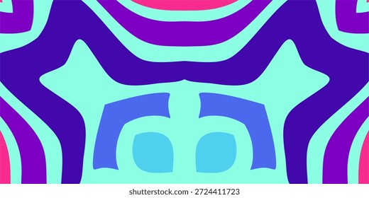 Abstract vibrant background featuring flowing curved shapes in striking shades of blue, purple, and pink. A dynamic, symmetrical pattern creating a modern and energetic visual for various design projects.