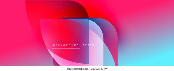 Abstract vibrant background. Fluid shapes blend pink, blue, red hues. Modern design element for digital projects.
