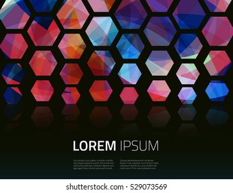 Abstract vibrant background. Futuristic backdrop with hexagons. Vector illustration.