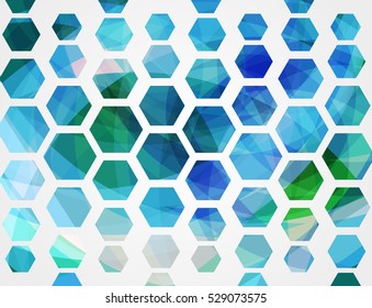 Abstract vibrant background. Futuristic backdrop with hexagons. Vector illustration.