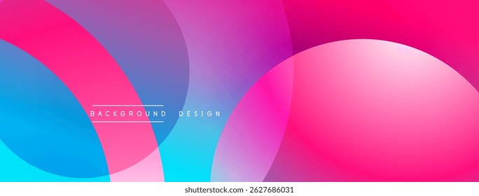 Abstract vibrant background. Overlapping circles create dynamic color gradients, blending pinks, blues, purples. Modern design element.