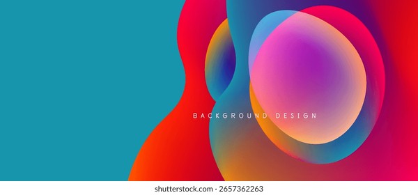 Resumo vibrante fundo. Círculos sobrepostos criam gradientes de cor dinâmicos. Design moderno adequado para projetos digitais.