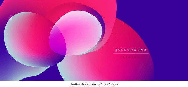 Abstract vibrant background. Overlapping circles create dynamic visual effect. Gradient colors blend smoothly, offering modern aesthetic.