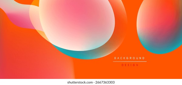 Abstract vibrant background. Overlapping circles create dynamic color gradients. Orange, pink, blue hues dominate composition. Modern design element.
