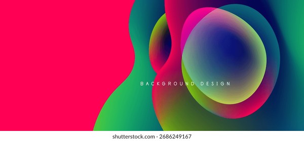 Abstractas fondo vibrante. Los círculos superpuestos crean Gradientes de color dinámicos, mezclando tonos de rosa, azul y verde. Elemento de diseño moderno.