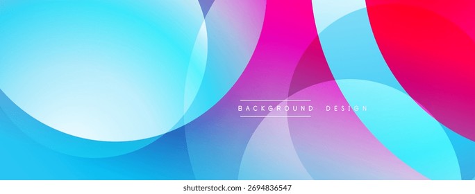 Abstract vibrant background. Overlapping circles create dynamic colorful flow. Modern design elements suggest innovation, energy.