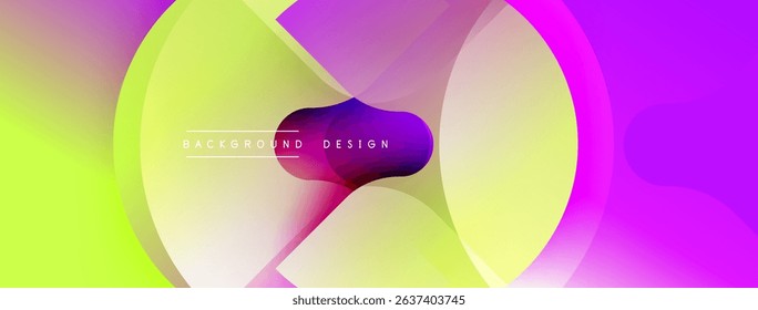 Abstract vibrant background. Overlapping shapes create dynamic colorful composition. Gradient hues blend seamlessly, modern design element.