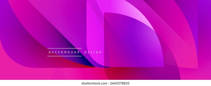 Abstract vibrant background. Overlapping shapes create dynamic, flowing composition. Pink, purple, blue hues dominate design. Modern aesthetic.