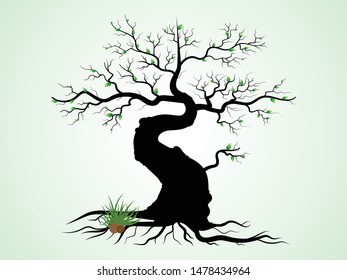 Abstract vibrant Black tree logo design. root vector and picture is colorful.