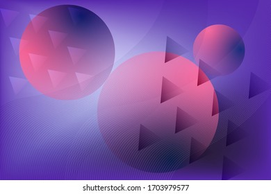 Abstract vibrant blue, purple and pink background with geometric shapes composition. Modern wallpaper with gradient circles and triangles for ui design, web, apps wallpaper, banner