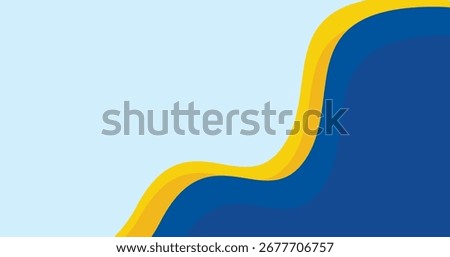 Abstract Vibrant Blue and Yellow Wave Design on a Light Background