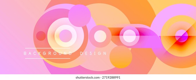 Abstract vibrant circles, gradients create modern background. Orange, pink, purple hues blend seamlessly. Design feels dynamic, energetic.