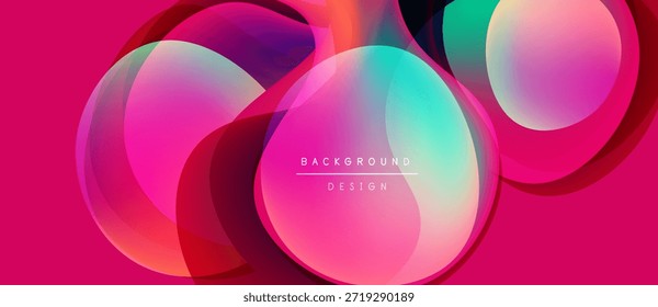Abstractas círculos vibrantes se superponen, creando un fondo dinámico de gradiente rosa. Los Elementos de diseño modernos sugieren fluidez, energía.