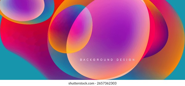 Abstract vibrant circles overlap. Gradient colors blend, creating dynamic visual effect. Modern design element for backgrounds.