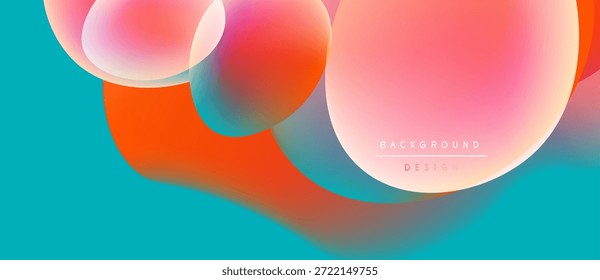 Abstractas círculos vibrantes se superponen con el fondo turquesa. Los colores degradados crean un diseño moderno, transiciones suaves y atractivo visual.