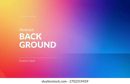 Fundo abstrato do gradiente de cor vibrante. Amarelo suave, vermelho a azul. Plano de fundo para Marcas, Web, Capas, Banners de anúncios, Apresentações, Posters, Design digital ou Gráficos. Imagem vetorial.