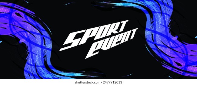Abstractas fondo de pincel degradado vibrante y colorido con efecto de semitonos. Diseño de Anuncio deportivo Grunge. Ilustración de pinceladas