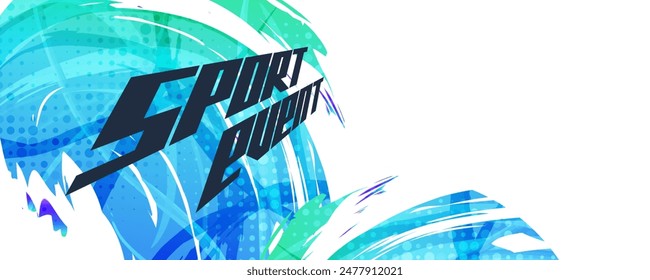 Abstract Vibrant and Colorful Gradient Brush Background with Halftone Effect. Grunge Sport Banner Design. Brushstroke Illustration