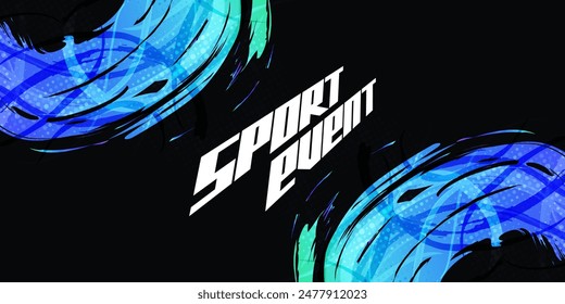 Abstract Vibrant and Colorful Gradient Brush Background with Halftone Effect. Grunge Sport Banner Design. Brushstroke Illustration